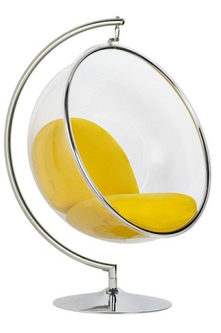 King Home Fotel BUBBLE STAND poduszka żółta - podstawa chrom, korpus akryl, poduszka wełna