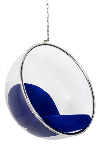 King Home Fotel wiszący BUBBLE poduszka atramentowa - korpus akryl, poduszka wełna