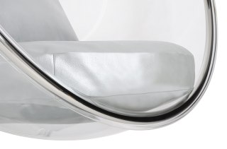 King Home Fotel wiszący BUBBLE poduszka srebrna - korpus akryl, poduszka ekoskóra