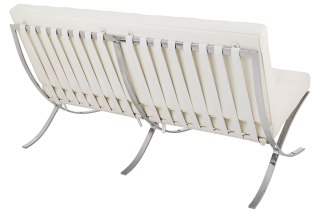 King Home Sofa dwuosobowa BARCELON PRESTIGE PLUS biała - włoska skóra naturalna, stal