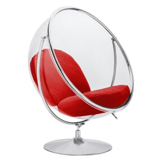 King Home Fotel BUBBLE STAND 2 poduszka czerwona - akryl, chrom, wełna