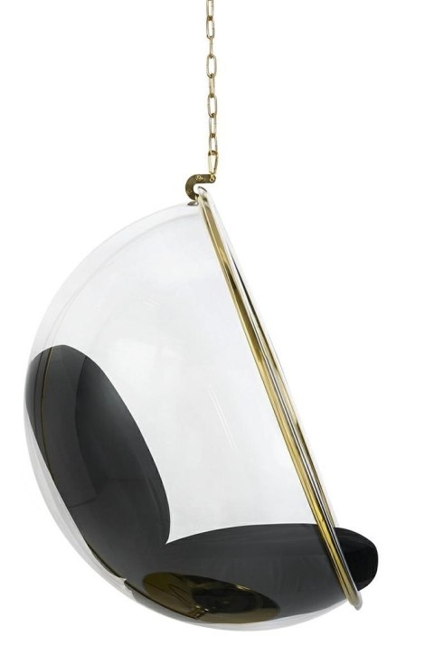 King Home Fotel wiszący BUBBLE GOLD VELVET poduszka czarna