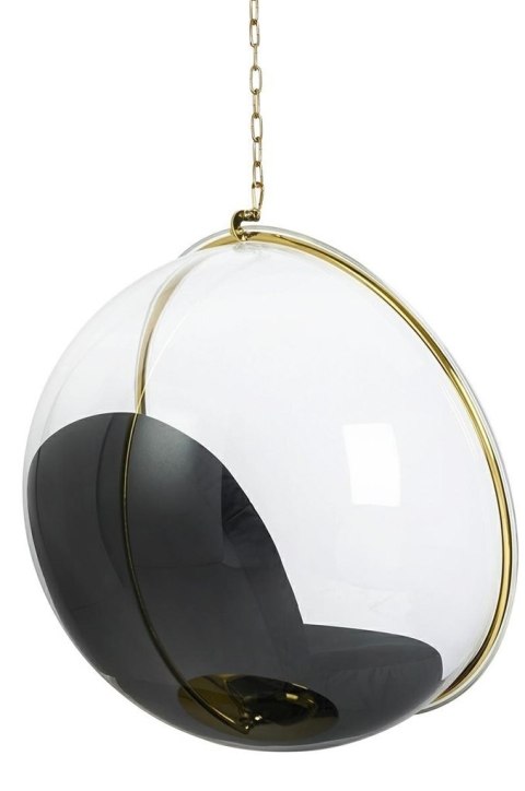 King Home Fotel wiszący BUBBLE GOLD VELVET poduszka czarna
