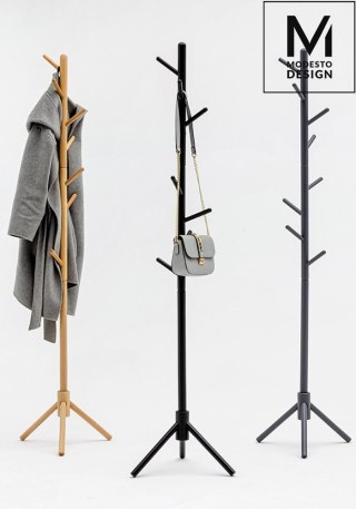 Modesto Design MODESTO wieszak stojący STICK szary - drewno bukowe