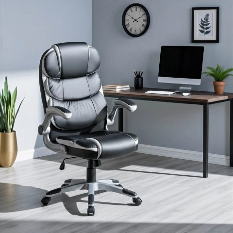 Fotel Biurowy LIVERPOOL Obrotowy Czarny Ekoskóra Nowoczesny