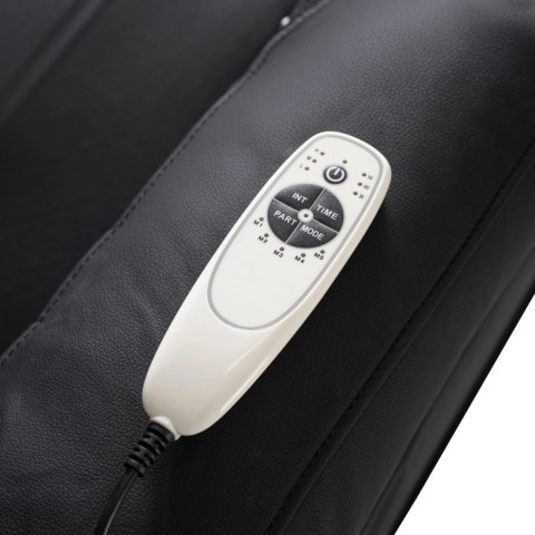 Fotel Masujący BOX Rozkładany Wypoczynkowy z Podnóżkiem Czarny Ekoskóra Nowoczesny