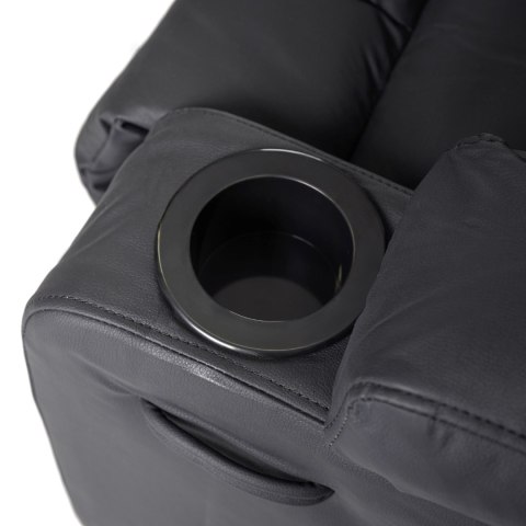 Fotel Masujący BOX Rozkładany Wypoczynkowy z Podnóżkiem Czarny Ekoskóra Nowoczesny