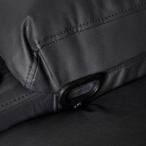 Fotel Masujący BOX Rozkładany Wypoczynkowy z Podnóżkiem Czarny Ekoskóra Nowoczesny