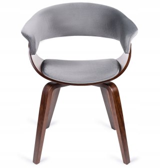Krzesło GARY Welurowe Szare/Orzech