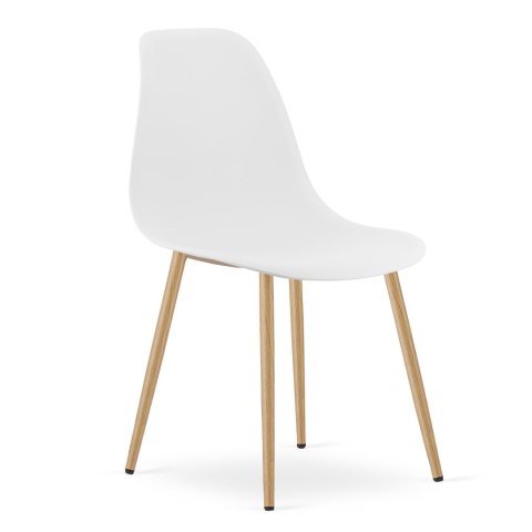 Zestaw Stół KAMI Okrągły 60cm - biały / naturalne nogi + 2 krzesła WAT białe / nogi naturalne