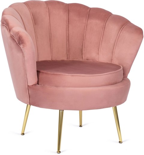 Fotel Wypoczynkowy do Salonu ANGEL Muszelka Różowy Welurowy Nowoczesny