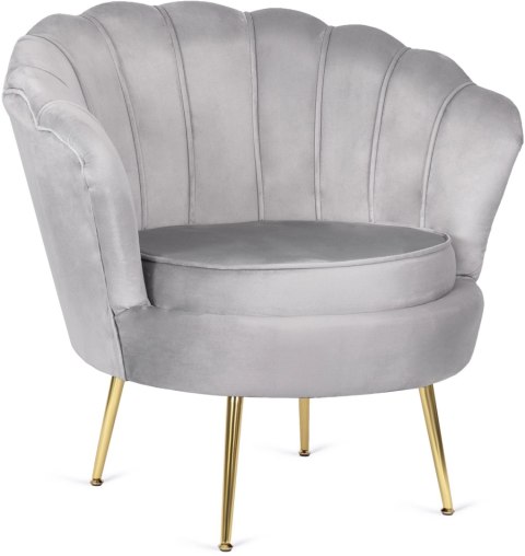 Fotel Wypoczynkowy do Salonu ANGEL Muszelka Szary Welurowy Nowoczesny