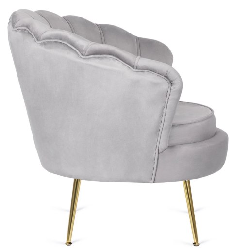 Fotel Wypoczynkowy do Salonu ANGEL Muszelka Szary Welurowy Nowoczesny
