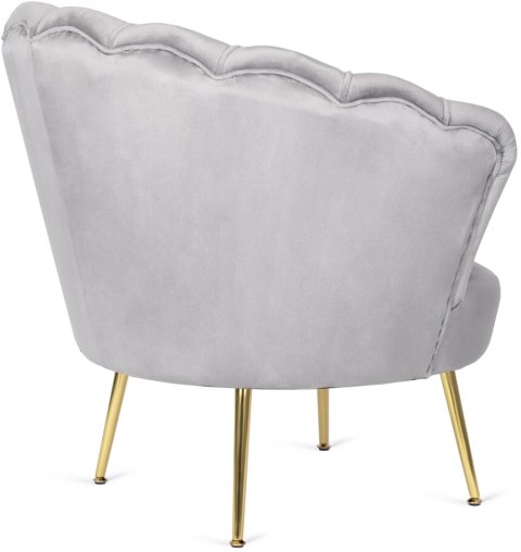 Fotel Wypoczynkowy do Salonu ANGEL Muszelka Szary Welurowy Nowoczesny