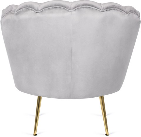 Fotel Wypoczynkowy do Salonu ANGEL Muszelka Szary Welurowy Nowoczesny