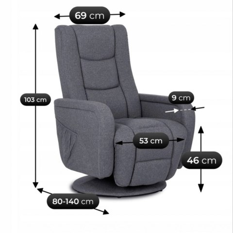 Fotel Masujący Obrotowy SPIKE 2 Ciemnoszary