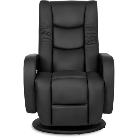 Fotel Rozkładany Obrotowy Masujący z Podnóżkiem SPIKE Czarny Ekoskóra Nowoczesny