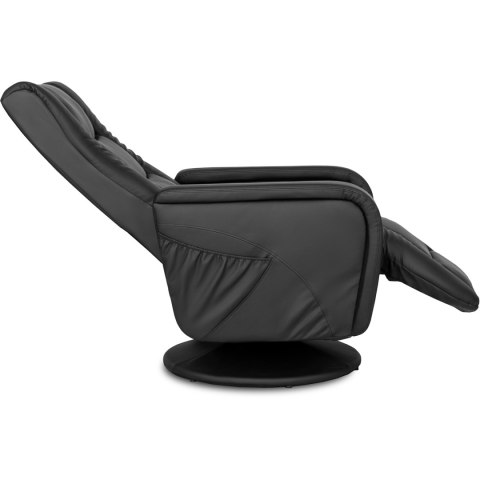 Fotel Rozkładany Obrotowy Masujący z Podnóżkiem SPIKE Czarny Ekoskóra Nowoczesny