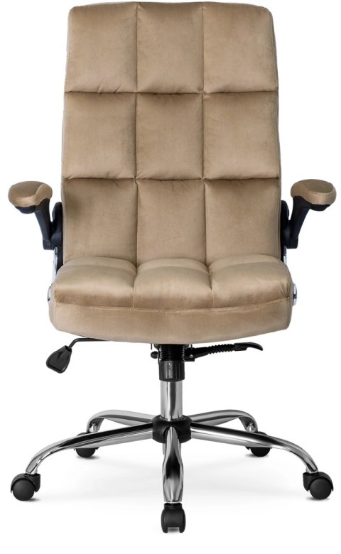 Fotel Biurowy Gabinetowy Obrotowy LONDON Beżowy Welurowy do Biurka