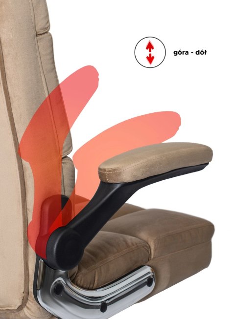 Fotel Biurowy Gabinetowy Obrotowy LONDON Beżowy Welurowy do Biurka