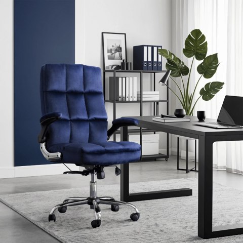 Fotel Biurowy Gabinetowy Obrotowy LONDON Granatowy Welurowy Nowoczesny