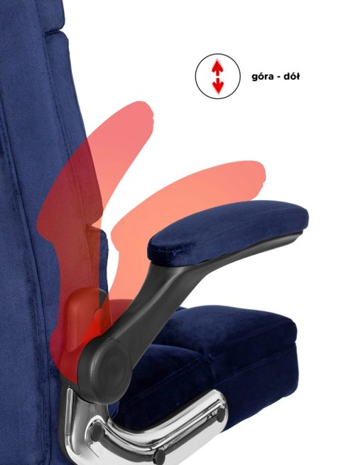 Fotel Biurowy Gabinetowy Obrotowy LONDON Granatowy Welurowy Nowoczesny