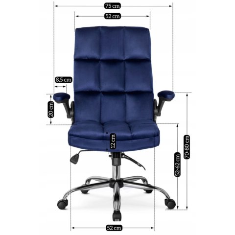 Fotel Biurowy Gabinetowy Obrotowy LONDON Granatowy Welurowy Nowoczesny
