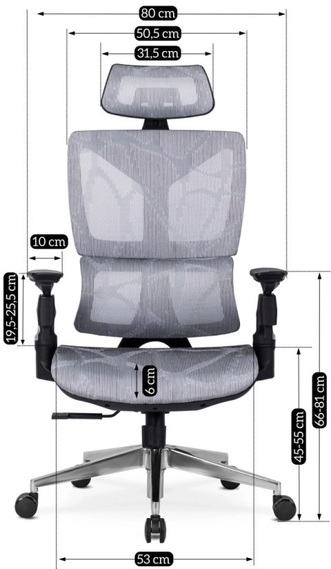 Fotel Biurowy Ergonomiczny Obrotowy MARTIN Szary Nowoczesny