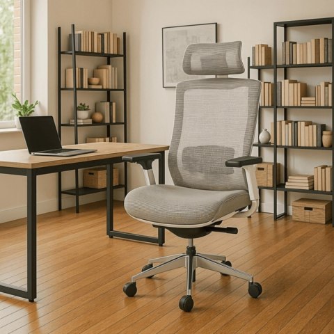 Fotel Biurowy Ergonomiczny Obrotowy SKY Beżowy Nowoczesny