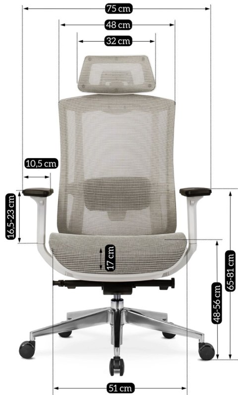 Fotel Biurowy Ergonomiczny Obrotowy SKY Beżowy Nowoczesny