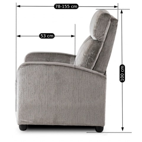 Fotel Rozkładany DANNY Szary Welurowy