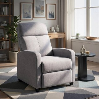 Fotel Rozkładany DANNY Wypoczynkowy z Podnóżkiem Szary Nowoczesny