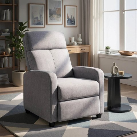 Fotel Rozkładany DANNY Wypoczynkowy z Podnóżkiem Szary Nowoczesny