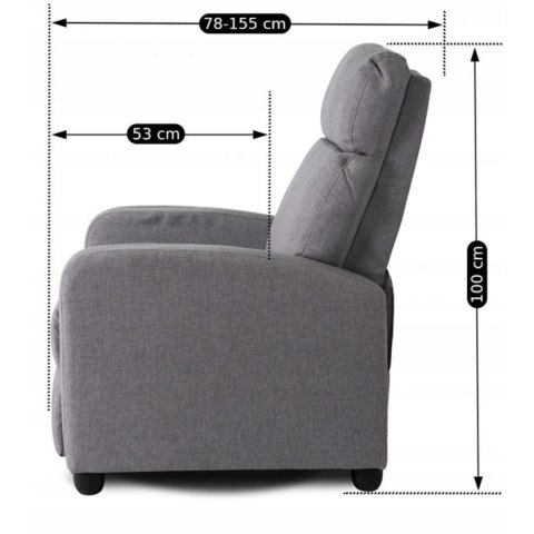 Fotel Rozkładany DANNY Wypoczynkowy z Podnóżkiem Szary Nowoczesny