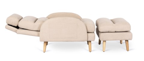 Fotel Wypoczynkowy HENRY z Podnóżkiem Beżowy