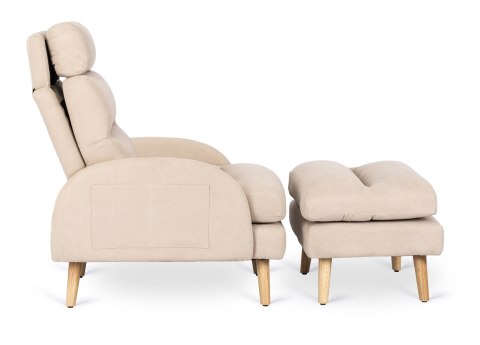 Fotel Wypoczynkowy HENRY z Podnóżkiem Beżowy