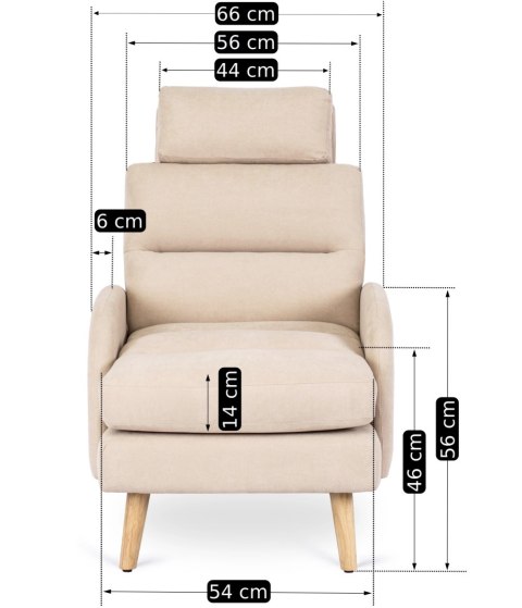 Fotel Wypoczynkowy HENRY z Podnóżkiem Beżowy