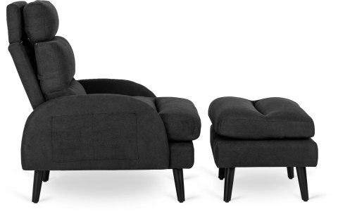Fotel Wypoczynkowy HENRY z Podnóżkiem Czarny