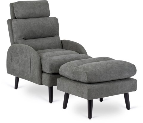 Fotel Wypoczynkowy HENRY z Podnóżkiem Szary