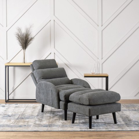 Fotel Wypoczynkowy HENRY z Podnóżkiem Szary