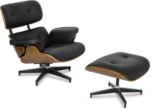 Fotel Wypoczynkowy PALERMO z Podnóżkiem Czarny Ekoskóra