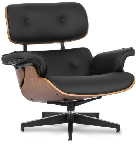 Fotel Wypoczynkowy PALERMO z Podnóżkiem Czarny Ekoskóra