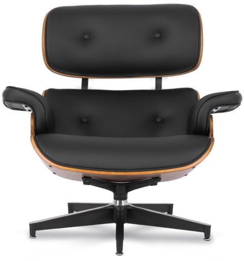 Fotel Wypoczynkowy PALERMO z Podnóżkiem Czarny Ekoskóra