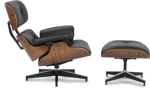 Fotel Wypoczynkowy PALERMO z Podnóżkiem Czarny Ekoskóra