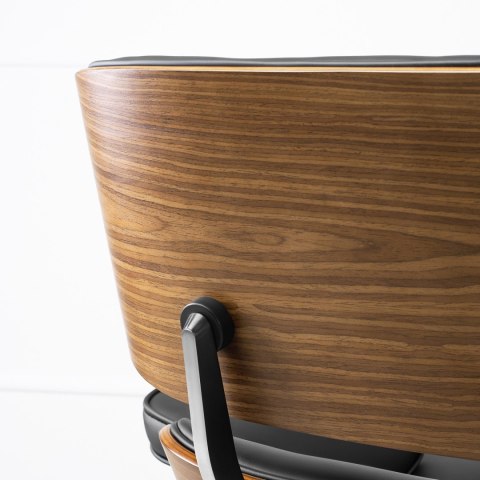 Fotel Wypoczynkowy PALERMO z Podnóżkiem Czarny Ekoskóra