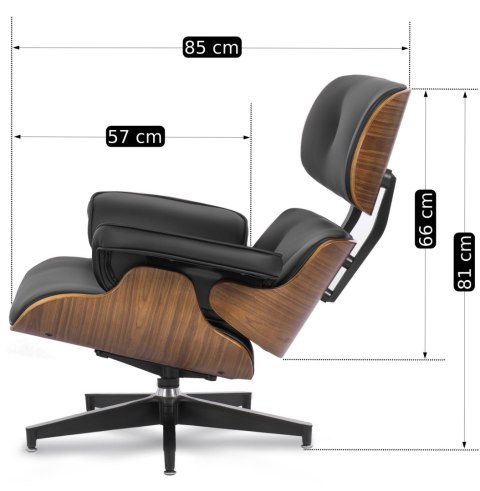 Fotel Wypoczynkowy PALERMO z Podnóżkiem Czarny Ekoskóra