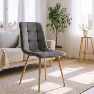 Krzesło FREDY Szare Welurowe