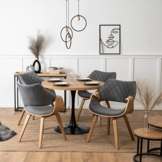 Krzesło LUISE Welurowe Szare Sklejka Gięta