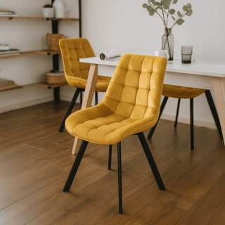 Krzesło RICK Musztardowe Welurowe