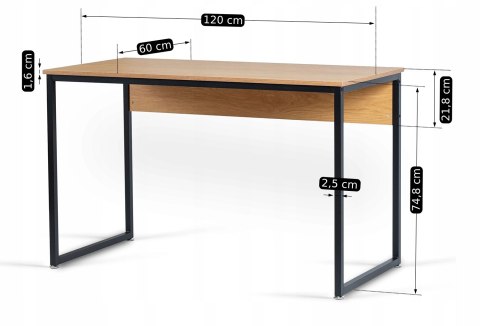 Biurko Loft do Gabinetu ROSS 120x60 cm Dąb Złoty/Czarny Nowoczesne
